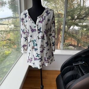 Butterfly Patterned Women's Blouse